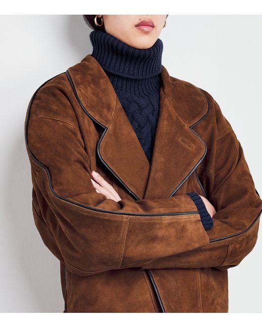 Sandro Brown Suede Oversized Jacket