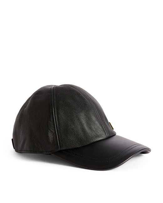 Emporio Armani Black Leather Logo Baseball Cap for men