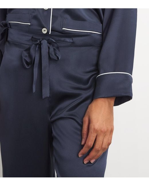 Olivia Von Halle Blue Silk Coco Pyjama Set