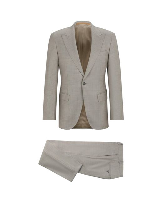 Boss Gray Virgin Wool Slim 2-Piece Suit for men