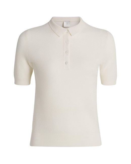 Eleventy White Cashmere Knitted Polo Shirt