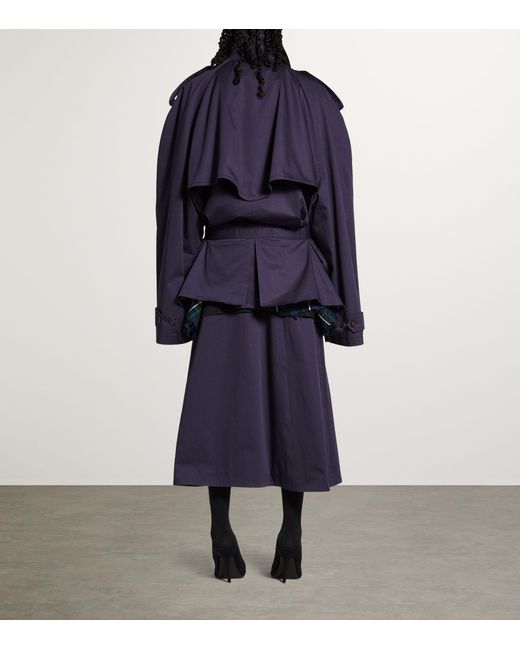 Balenciaga Blue Oversized Cotton Cropped Trench Coat