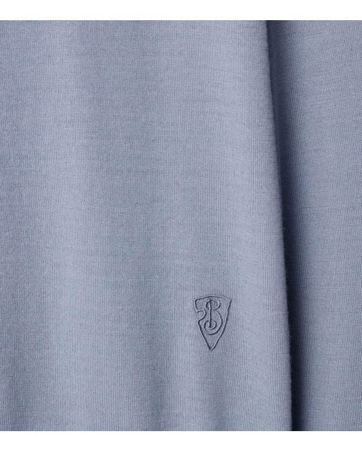 Burberry Blue Wool Embroidered B Shield Cardigan