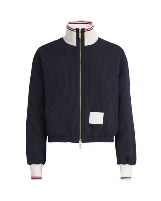 Thom Browne Blue Wool Seersucker Track Jacket