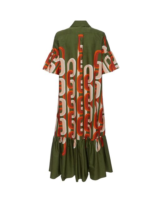 LaDoubleJ Green Cotton-poplin Choux Midi Dress