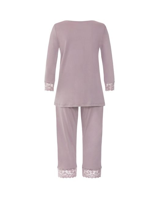 Hanro Purple Lace-Trim Moments Pyjama Set