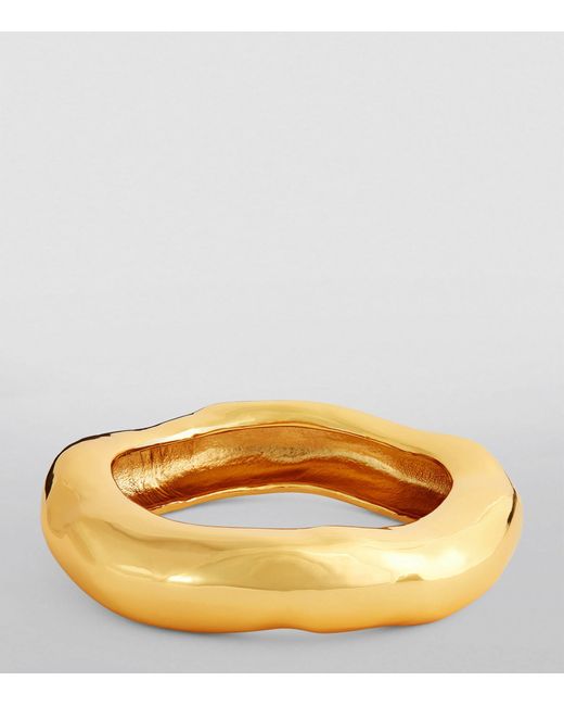 Alexis Natural Gold-plated Wide Molten Bangle (small)