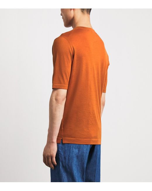 FIORONI CASHMERE Orange Virgin Wool T-Shirt for men