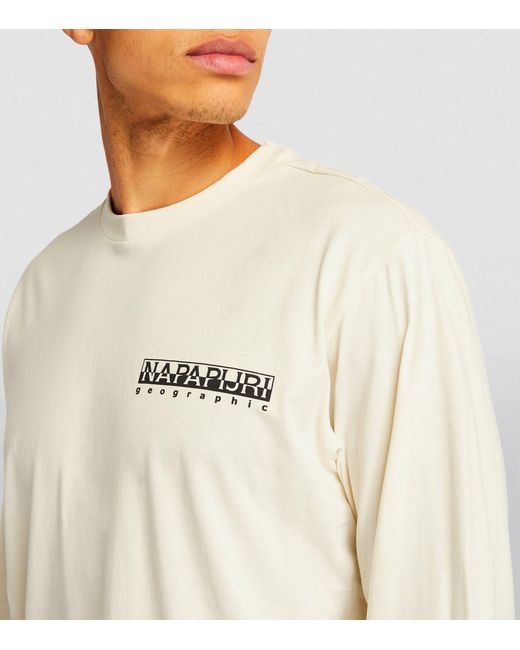 Napapijri Cotton Graphic Long-sleeve T-shirt in White for Men | Lyst