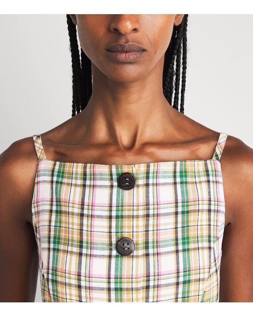 Carolina Herrera Metallic Plaid Print Midi Dress