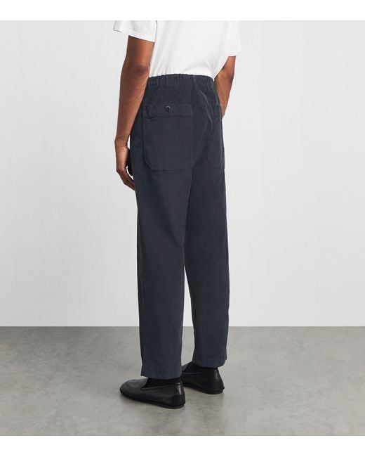 Barena Blue Stretch-Cotton Pleated Straight Trousers for men