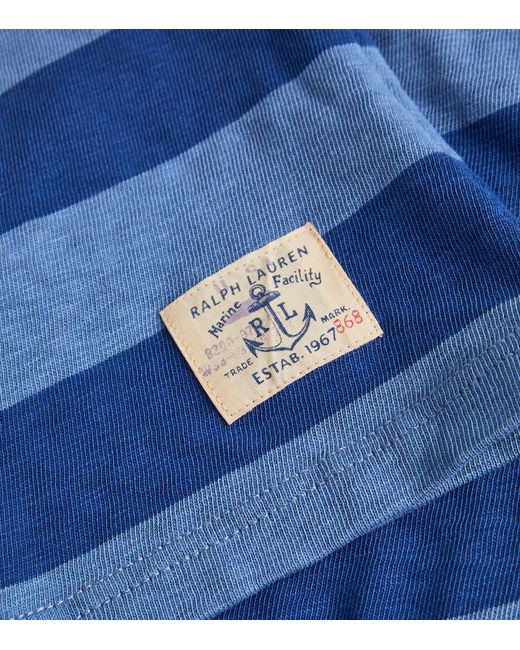 Polo Ralph Lauren Blue Jersey Striped Rugby Shirt for men