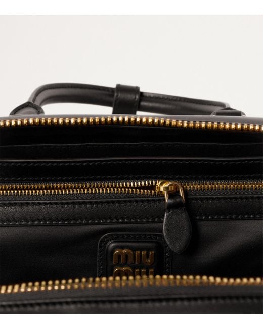 Miu Miu Black Leather Arcadie Top-Handle Bag