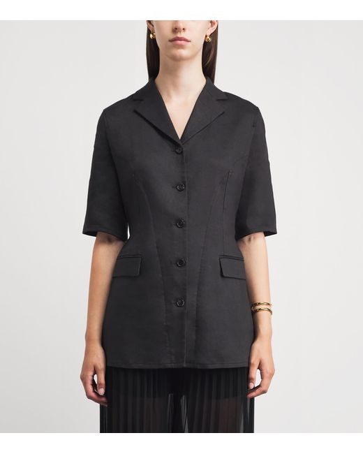 Theory Black Linen-Blend Blazer