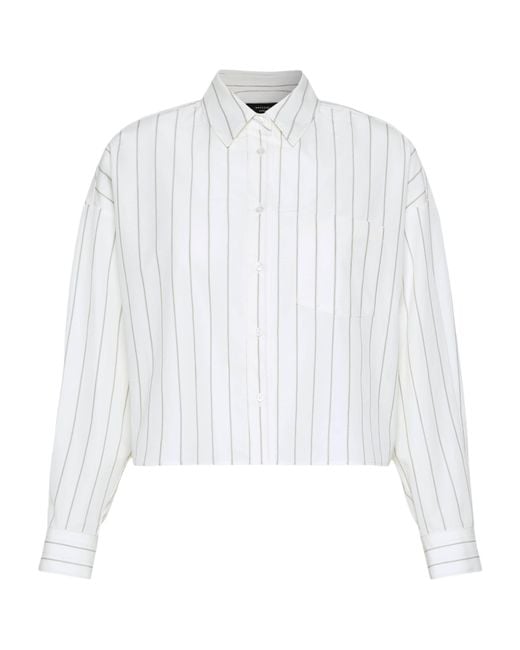 Weekend by Maxmara White Satin-Panel Stripe Shirt
