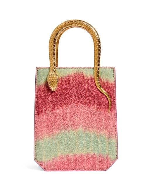 BVLGARI Pink Galuchat Leather Serpentine Cross-Body Bag