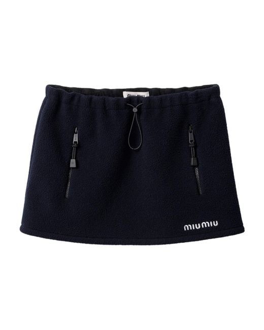 Miu Miu Blue Logo Motif Mini Skirt