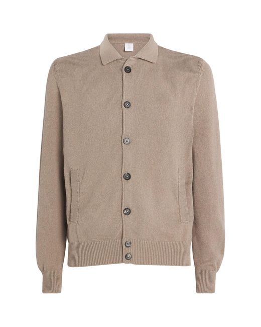 Eleventy Brown Cotton-Silk Cardigan for men