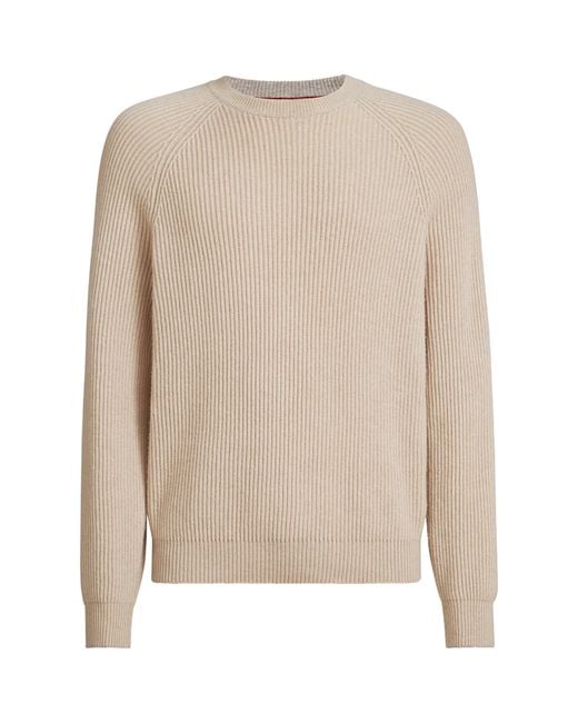 Brunello Cucinelli Natural Cashmere Ribbed Sweater for men