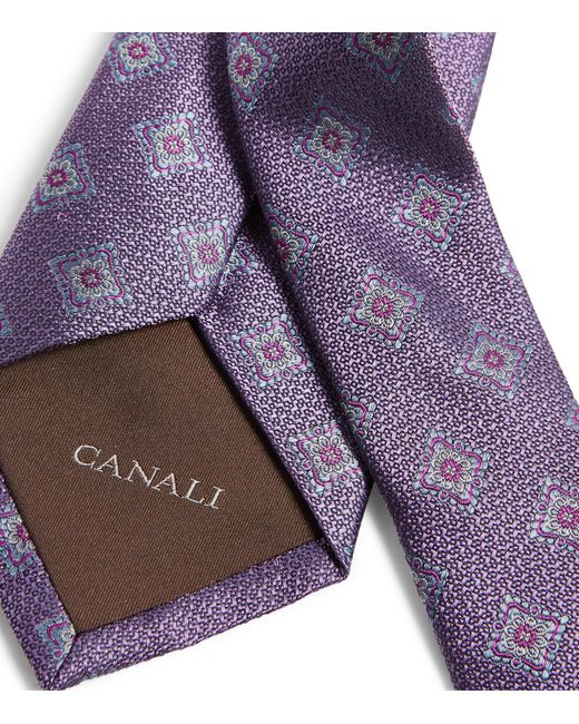Canali Purple Silk Patterned Tie for men