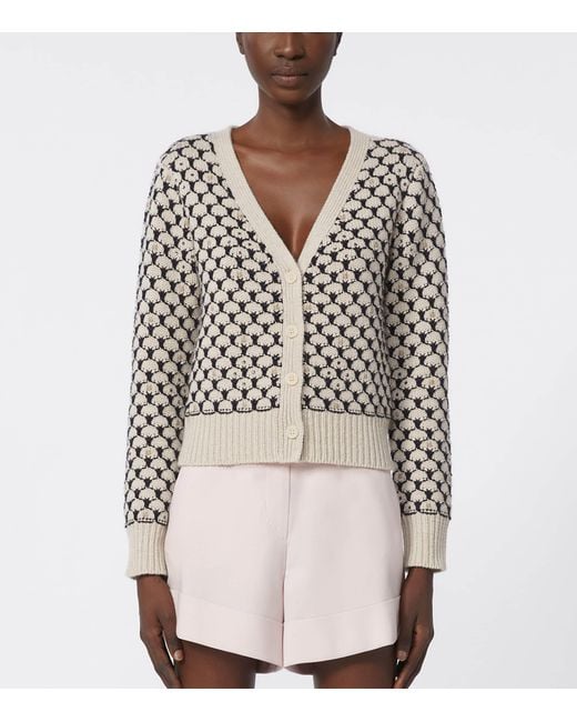 Max Mara Black Wool-Cashmere Jacquard Cardigan