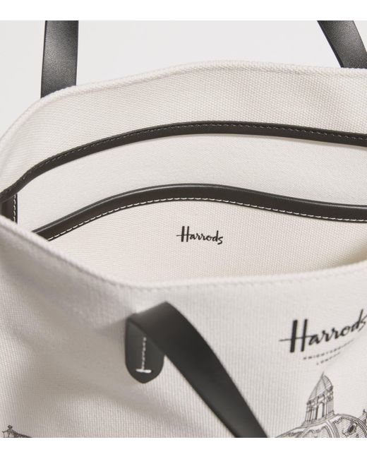 Harrods White Small Building Shopper Bag