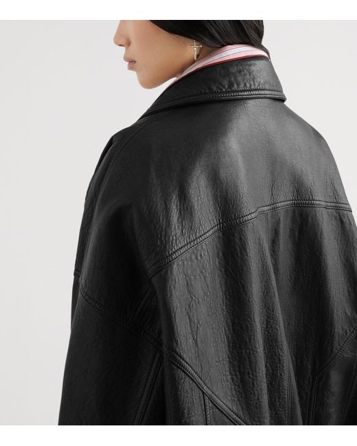 Dolce & Gabbana Black Oversized Leather Jacket
