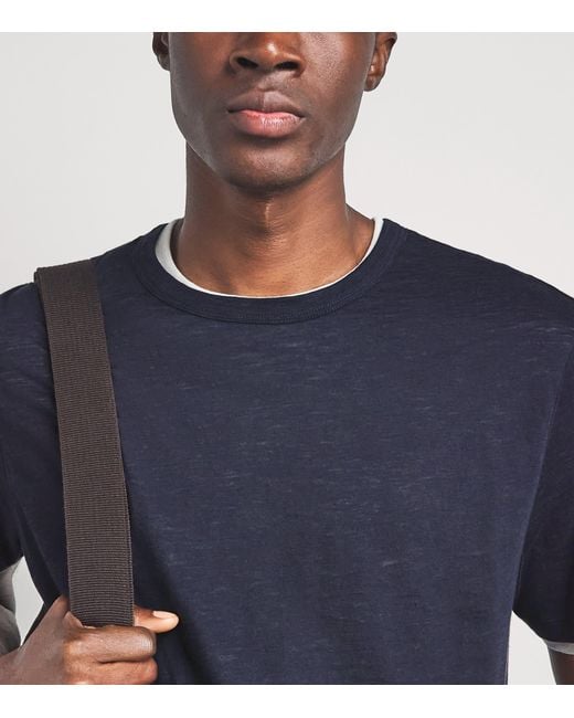 Vince Blue Pima Cotton Slub Double-Layer T-Shirt for men