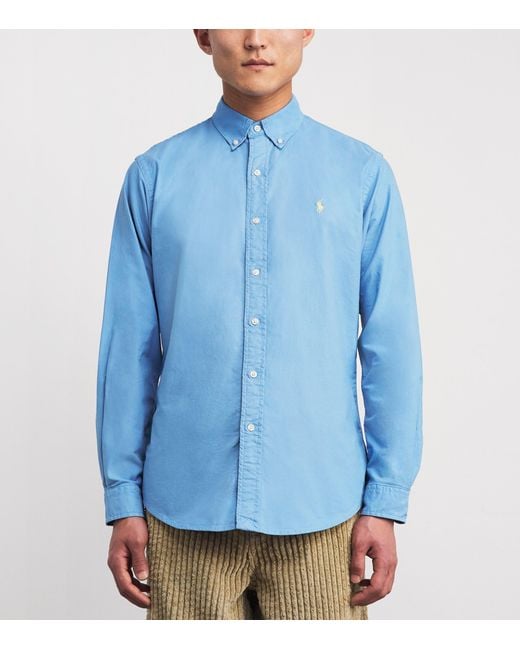 Polo Ralph Lauren Cotton Custom Fit Oxford Shirt in Blue for Men | Lyst UK