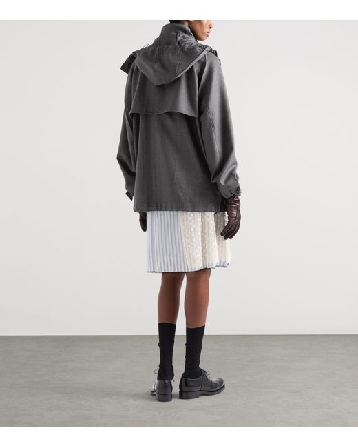 Prada Gray Relaxed Zip-Up Hooded Jacket