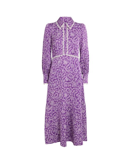 ME+EM Purple Crepe Printed Maxi Dress
