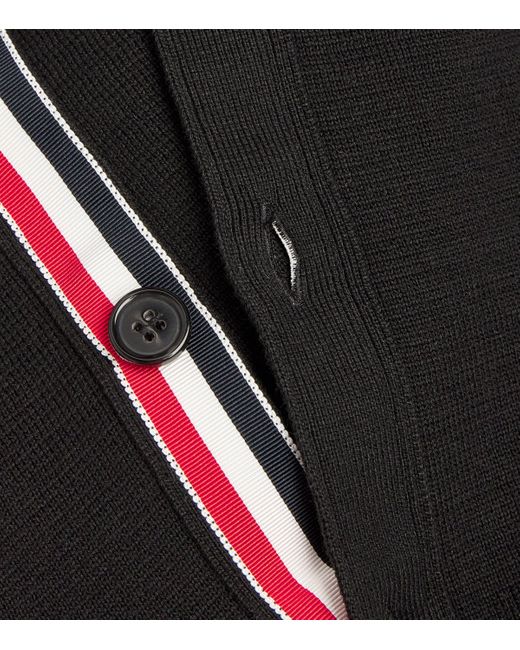 Thom Browne Black Milano-Stitch V-Neck Cardigan for men