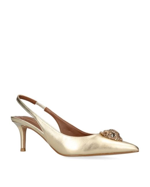 Kurt Geiger Metallic Leather Belgravia Slingback Heels 65