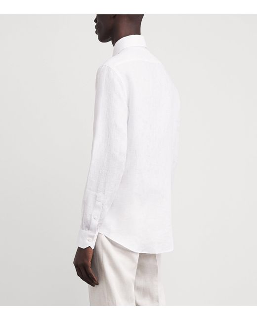 Pal Zileri White Linen Jacquard Shirt for men