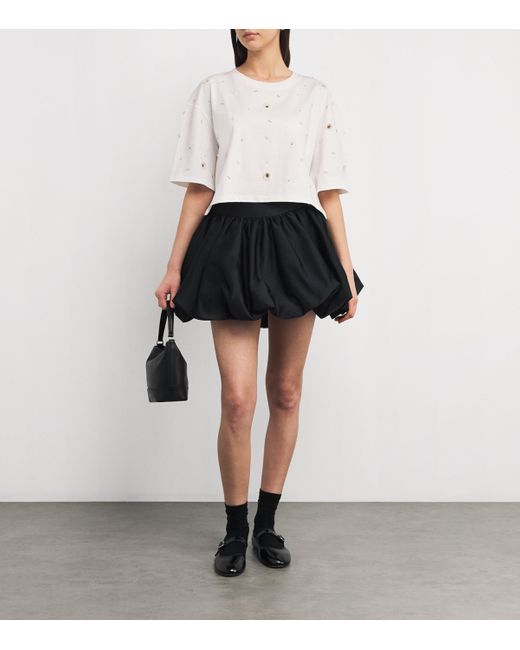 Sandro White Cotton Embellished T-Shirt