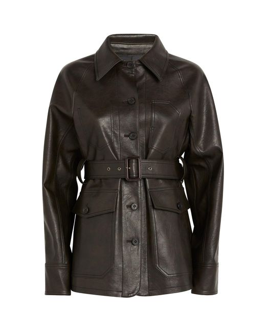 LVIR Black Faux Leather Belted Jacket