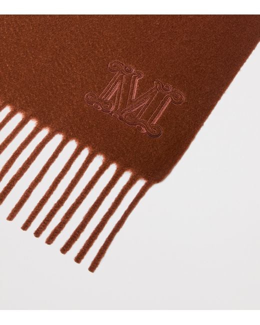 Max Mara Brown Cashmere Monogram Scarf