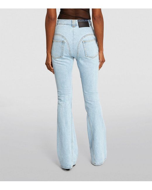 Mugler Blue High-rise Flared Jeans