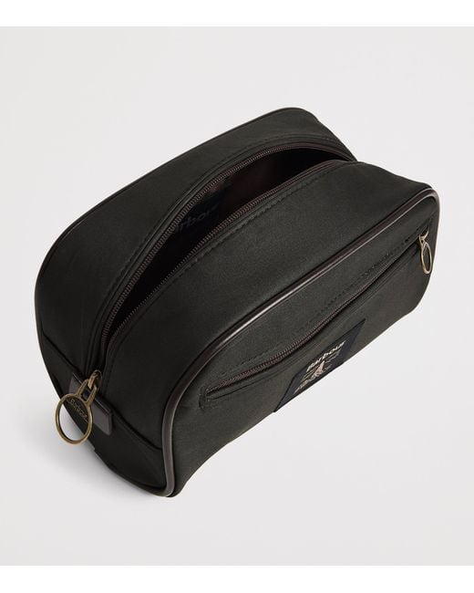Barbour Black Wax-Coated Wash Bag