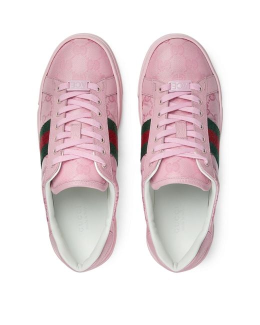 Gucci Pink Ace Sneaker With Web