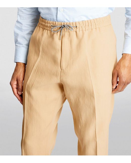 Paul Smith Natural Linen Drawstring Trousers for men