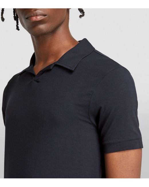 Giorgio Armani Black Spread-collar Polo Shirt for men