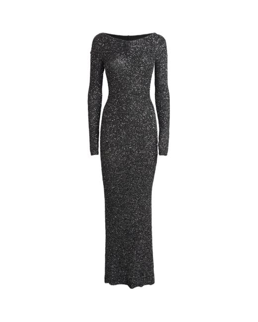 Stella McCartney Black Sequin Off-The-Shoulder Gown
