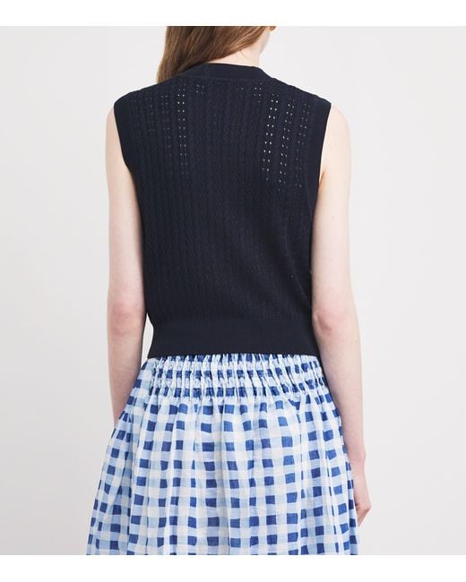 Sandro Blue Open-Knit Tank Top