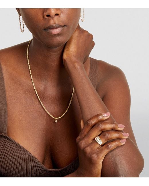 Anita Ko Metallic And Pear Diamond Chain Necklace