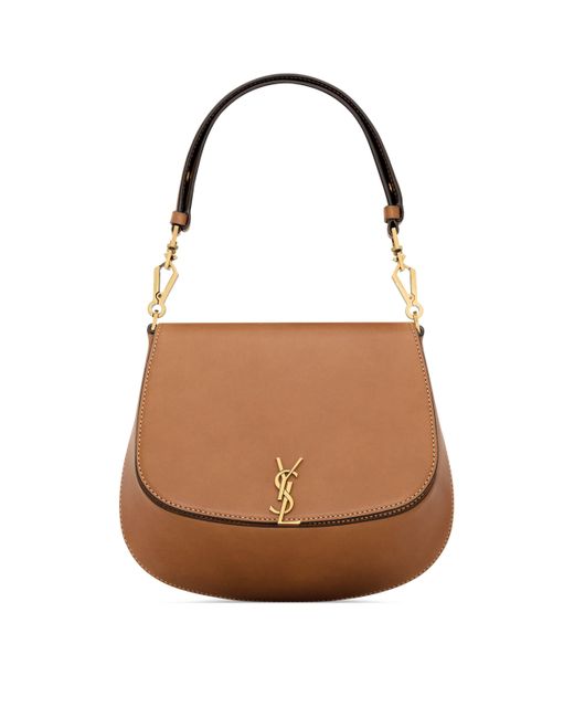 Saint Laurent Brown Leather Voltaire Top-Handle Bag