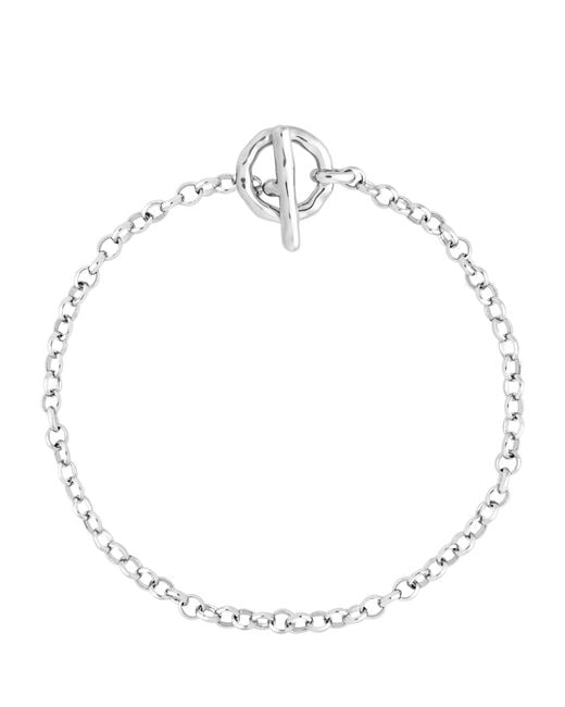 Astrid & Miyu Metallic Rhodium-Plated T-Bar Rolo Chain Bracelet