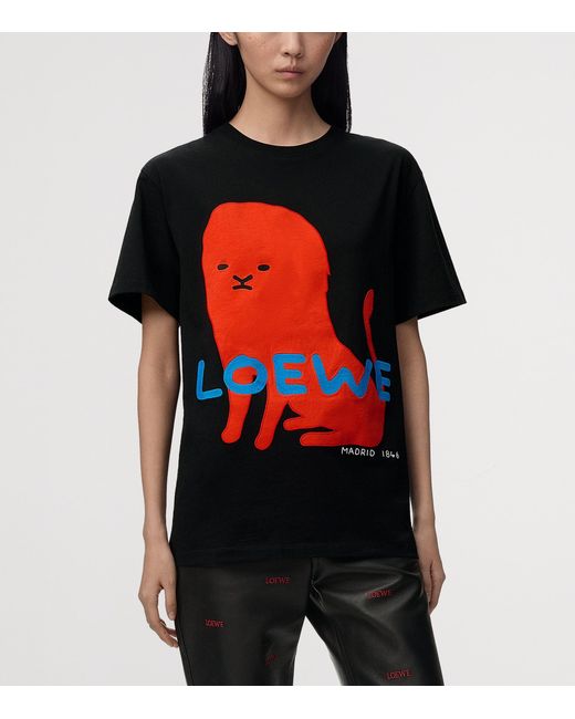 Loewe Black Cotton-Blend Printed T-Shirt