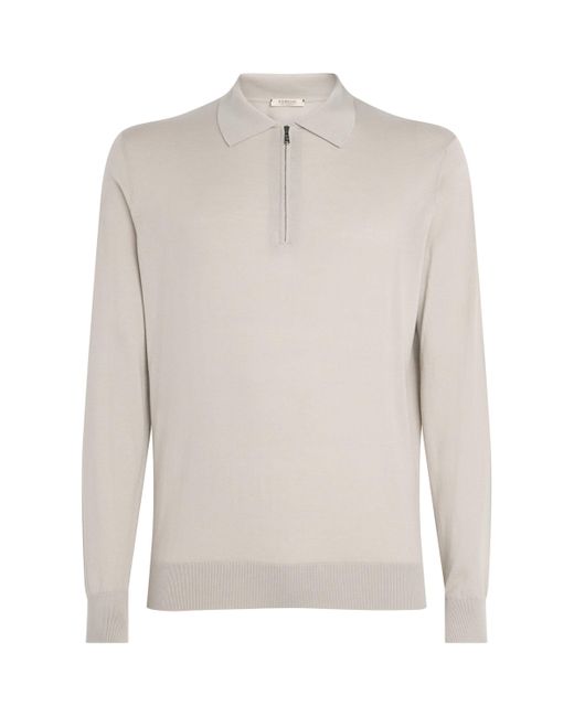 FIORONI CASHMERE White Cotton-Cashmere Polo Sweater for men