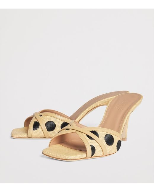 Malone Souliers Metallic Raffia-Leather Perla Mules 70